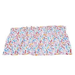 Šál z viskózy tenký biely s červenou a svetlomodrou farbou