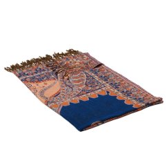 Prostříhávaná šála z viskózy tmavě modro-oranžová