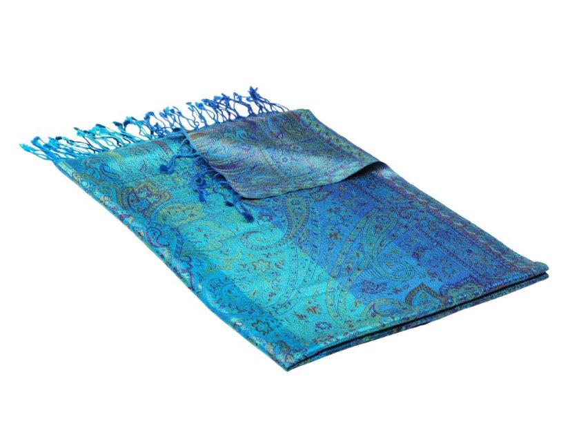 Hedvábná šála Super velká modro-fialovo-tyrkysová