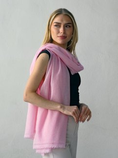 100% kašmírový šál veľký svetloružový
