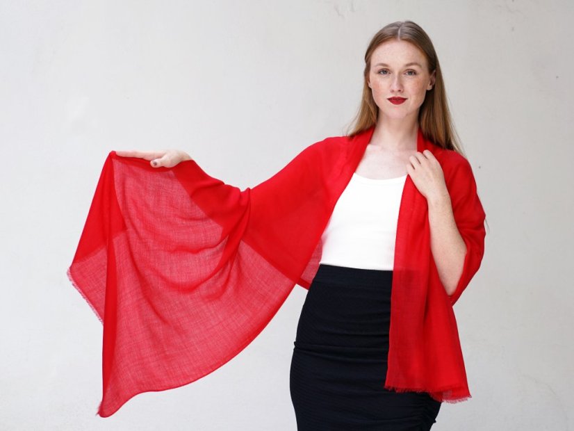 Ring-pashmina exklusiv rot