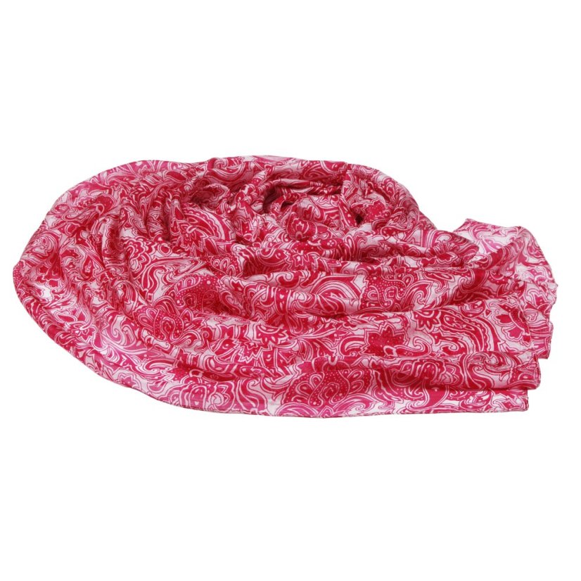 Velká hedvábná šála s ornamentálním vzorem magenta