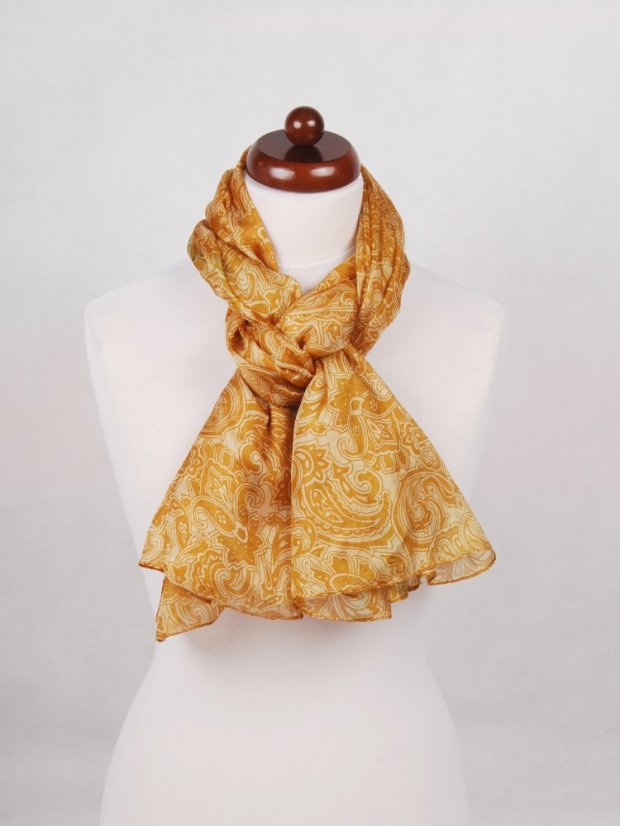 Großer Seidenschal mit ornamentales Muster, gold