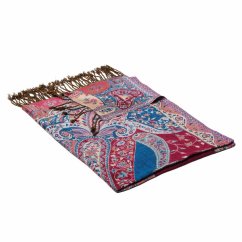 Prostříhávaná šála z viskózy Dekyi s magentou a tyrkysovou