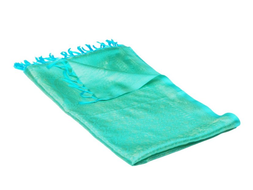 Hedvábná šála z Váránasí světle tyrkysovo-světle žlutá