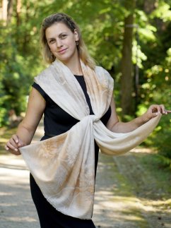 Kaschmirische Pashmina exklusiv creme mit Goldfarbe