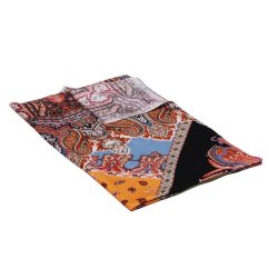 Šál z viskózy a hodvábu s potlačou mnohofarebný s tmavozlatou farbou