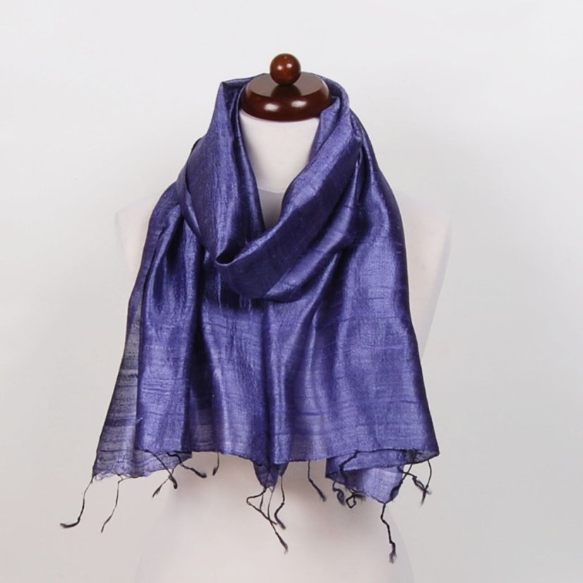 Šála ze surového hedvábí fialová s nádechem do modré