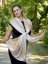 Kaschmirische Pashmina exklusiv creme mit Gold  und Graubraun