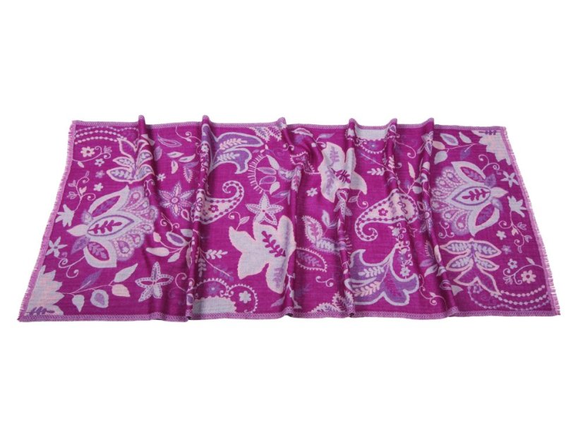 Šála z merino vlny fialová se světle modrou