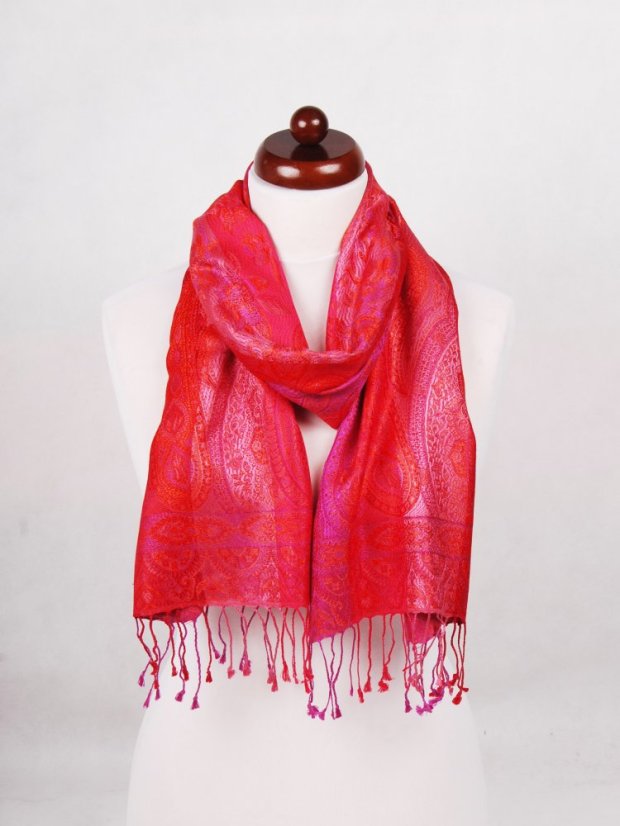 Hedvábná šála Super červeno-růžová