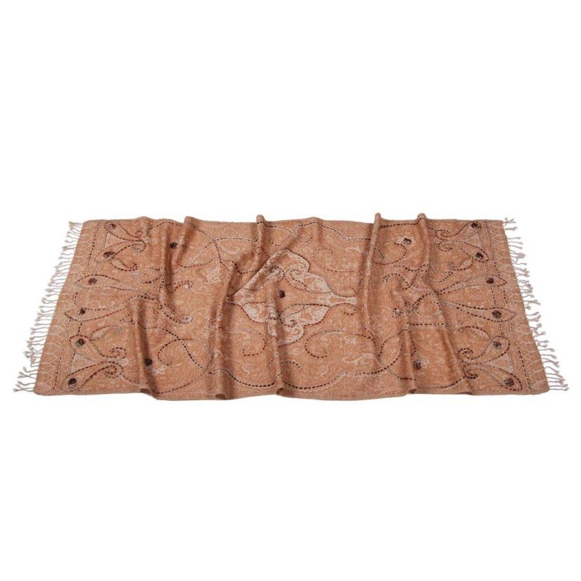 Šála z merino vlny s vyšíváním světle hnědá