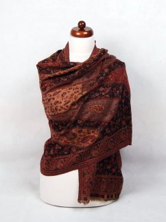 Kaschmirische Pashmina Khani Jamawar exklusiv schwarz-rot Kaschmirische Pashmina Khani Jamawar exklusiv schwarz-rot