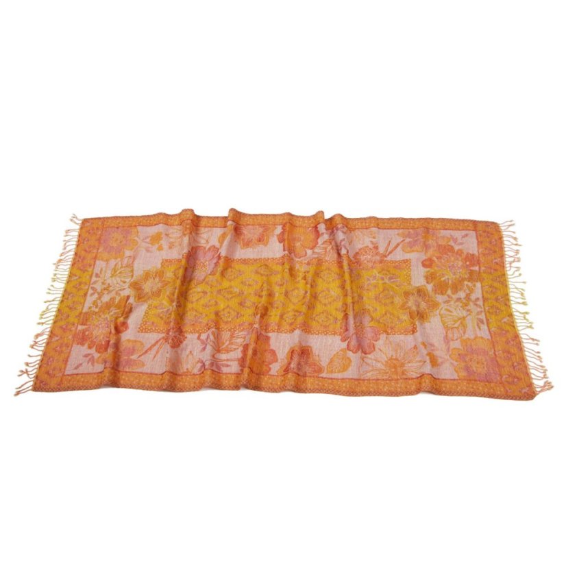 Šál z merino vlny žlto-oranžovo-smotanový