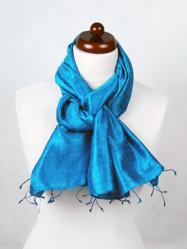 Schal aus Rohseide türkis