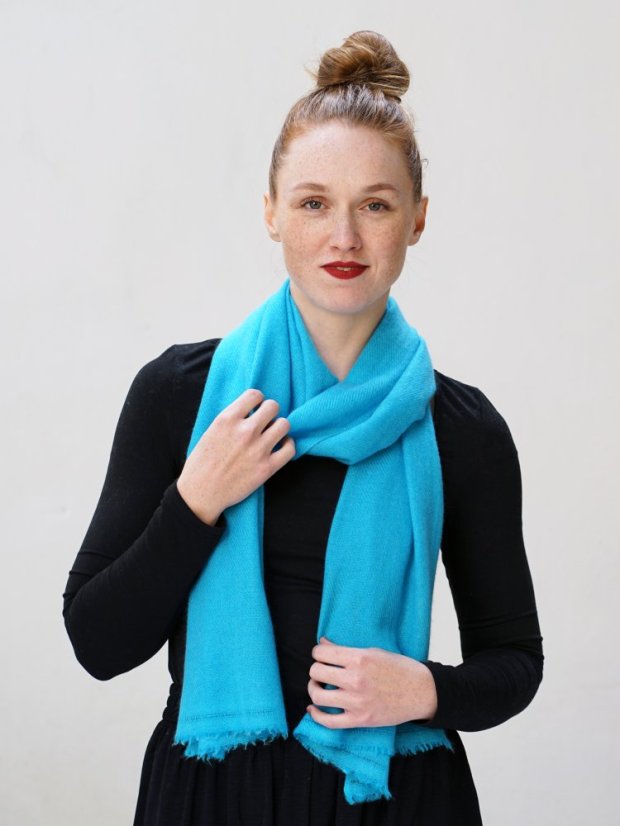 100% Kaschmirschal exklusiv schmal türkis