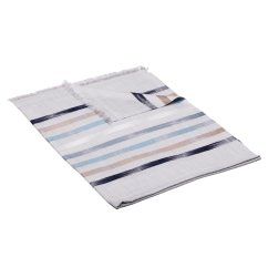 Šál z viskózy a hodvábu s pruhmi svetlošedý so svetlošedomodrou farbou