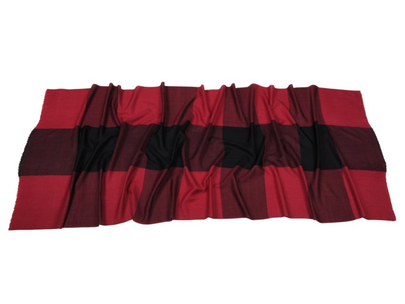 Kašmírska vlnená pašmína exclusive tmavočerveno-čierna