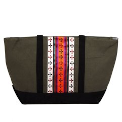 Tibetská kabelka Shopper Thogme Druk šedozelená