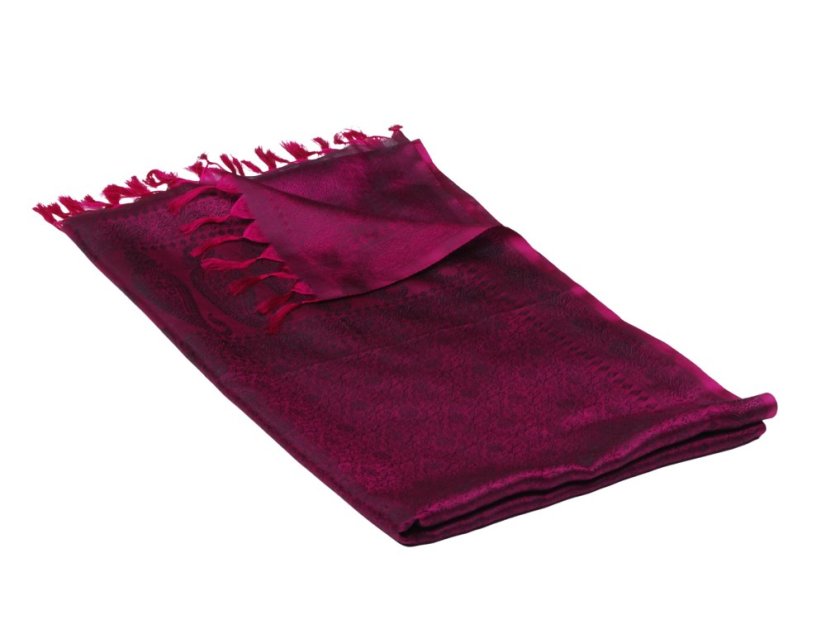 Seidenschal aus Varanasi in Magenta mit Schwarz
