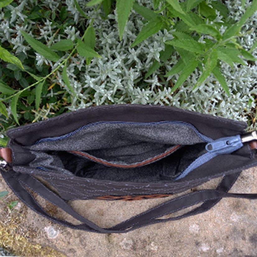 Tibetische Handtasche crossbody Tharpa dunkelgrau