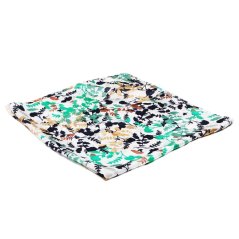 Hodvábna šatka s potlačou svetlozeleno-tmavomodro-biela