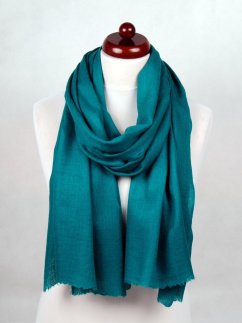 Kašmírská vlněná pašmína Self smaragdově zelená