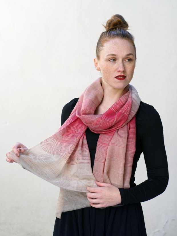 Kaschmirische Pashmina exklusiv mit Dunkelrosa