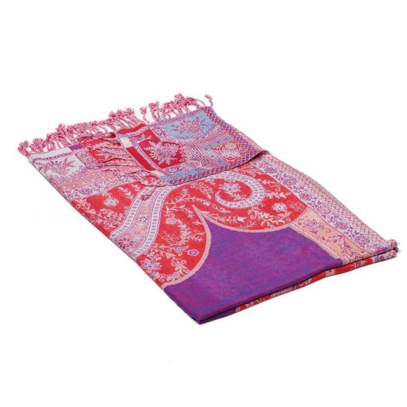 Viskoseschal cutting dunkelrosa-orange mit Blau