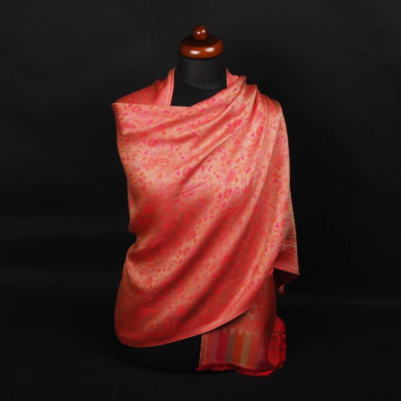 Schal aus Viskose und Seide Khani Jamawar rosa