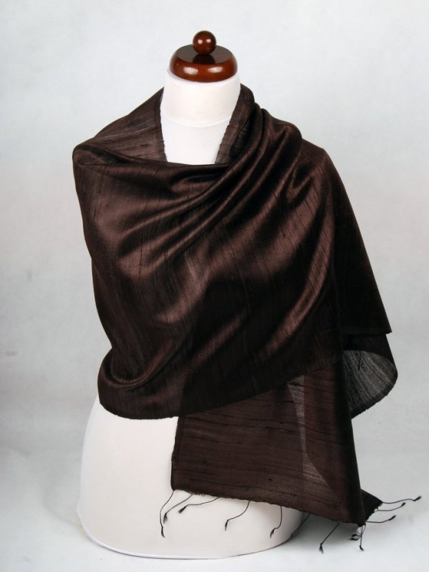 Schal aus Rohseide dunkelbraun