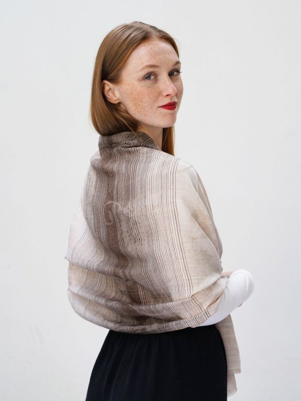 Kašmírska vlnená pašmína exclusive hnedá