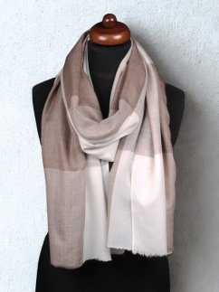 Kašmírská vlněná pašmína exclusive šedohnědo-bílá