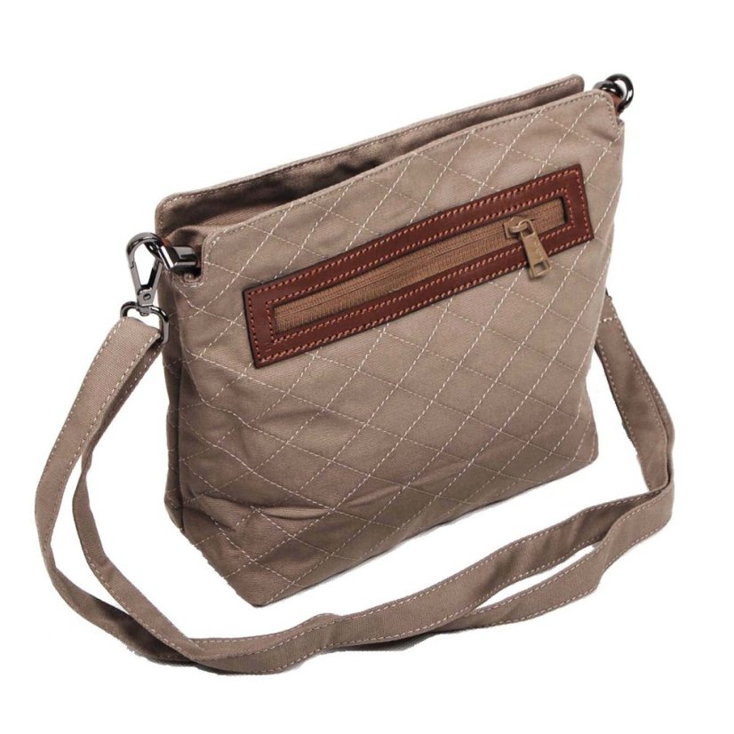 Tibetische Handtasche crossbody Tharpa Khorlo graubraun