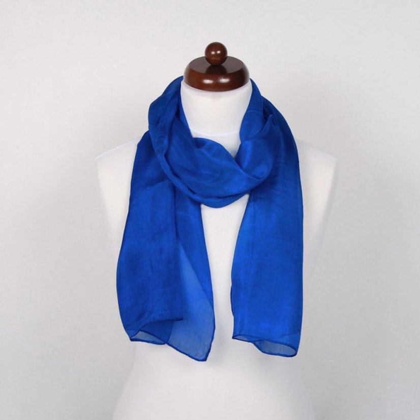Hedvábná šála jednobarevná modrá