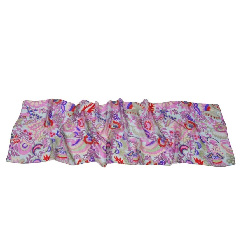 Hodvábny šál s potlačou šedomodrý s ružovou farbou