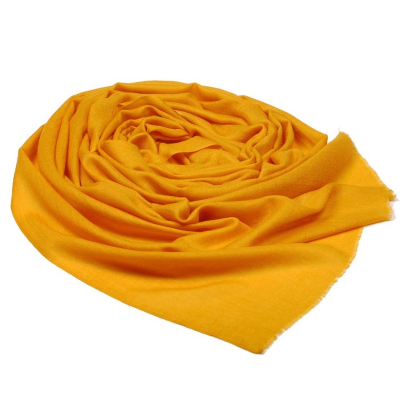 Kašmírská vlněná pašmína Self tmavě žlutá