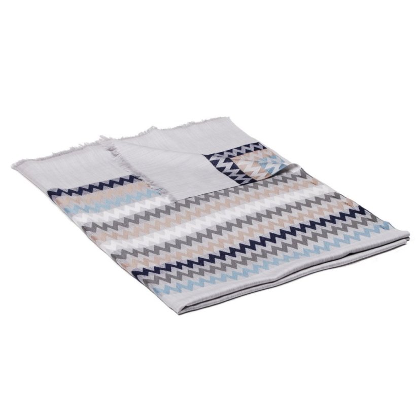 Šál z viskózy a hodvábu s pruhmi svetlošedý s šedohnedou farbou