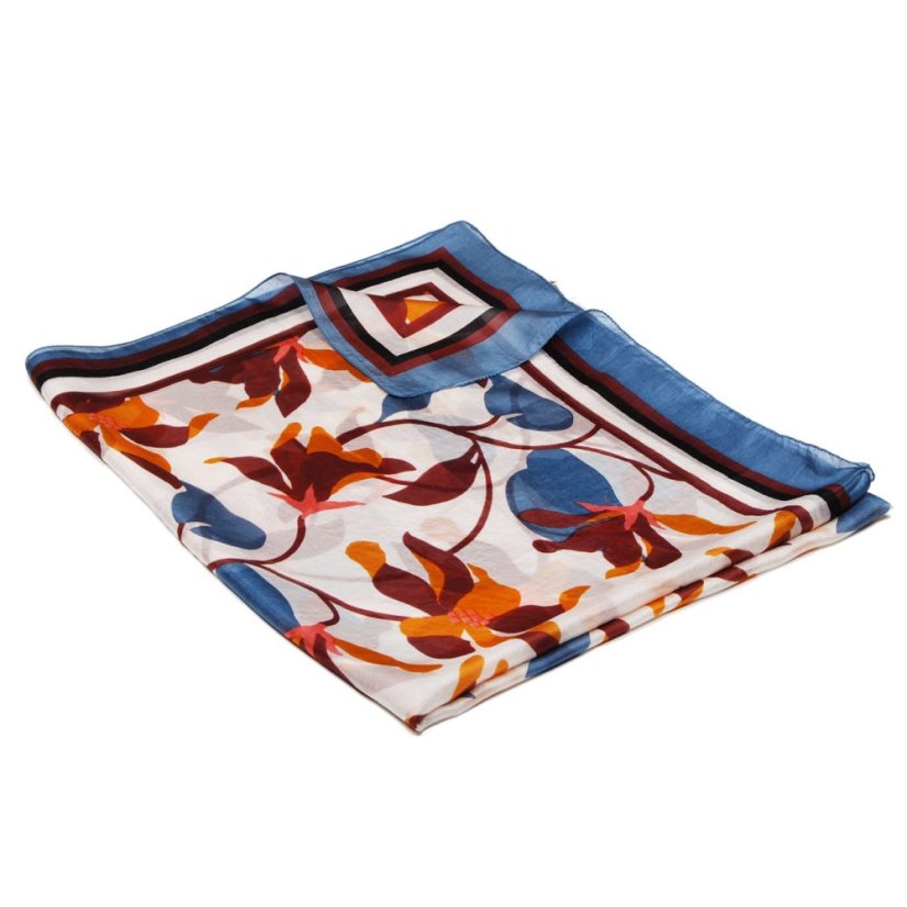 Seidenschal mit Aufdruck groß cremefarben mit dunkler Goldfarbe und Dunkelbraun