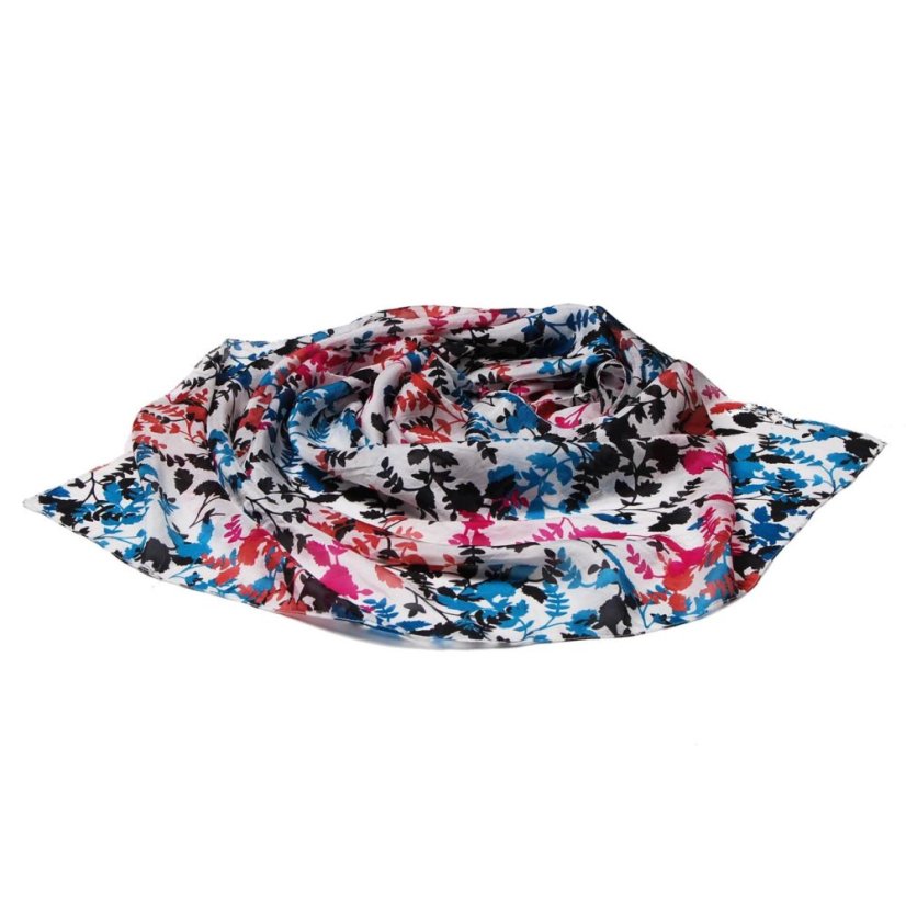 Hedvábný šátek s potiskem s magentou a tmavě tyrkysovou