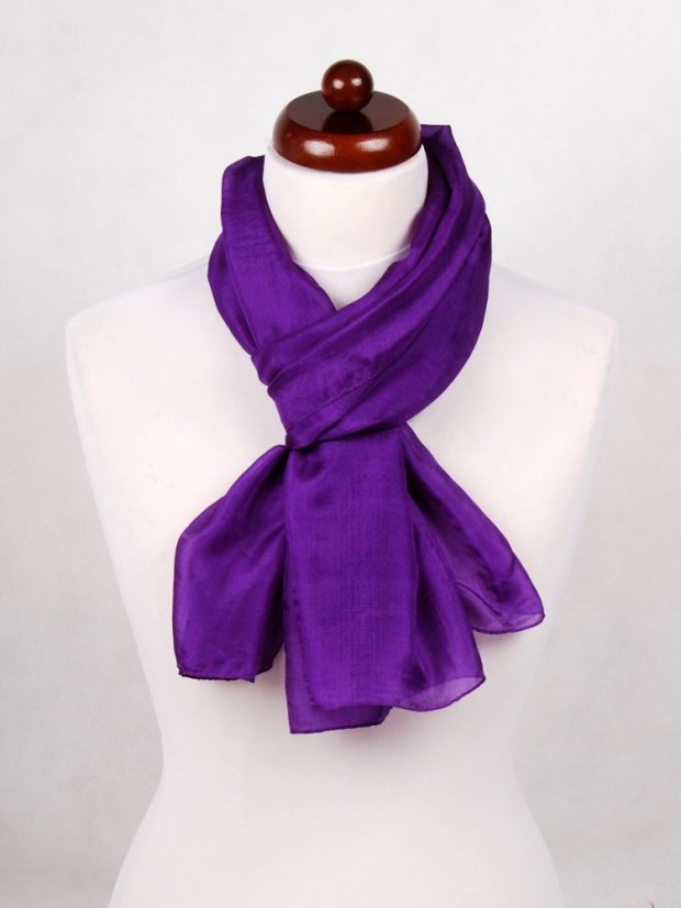 Seidenschal einfarbig dunkellila mit Blau-Stich