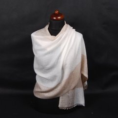 Pashmina aus Kaschmirwolle cremefarben mit Hellbraun
