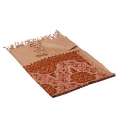 Kaschmirischer Wollschal hellbraun mit Seide-Stickerei in Braun