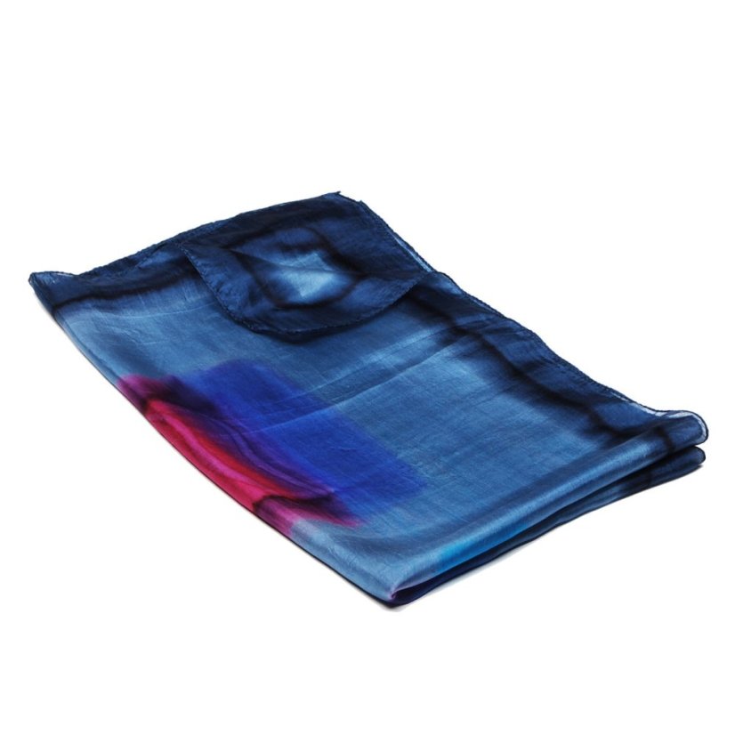Handgemalter Seidenschal graublau