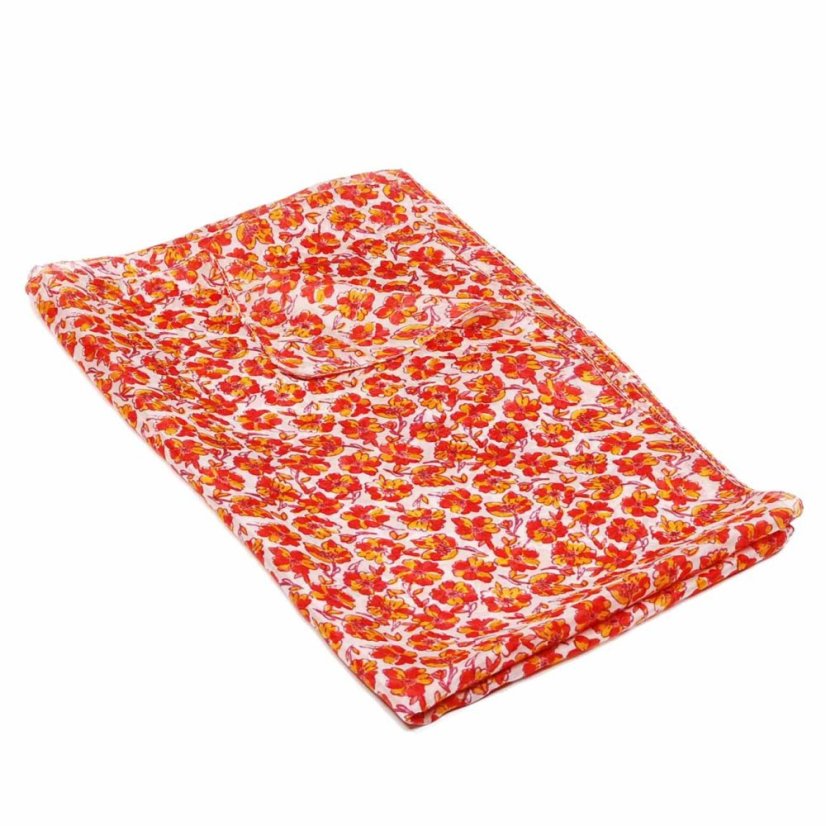 Seidenschal mit Aufdruck weiß-rot-dunkelgelb