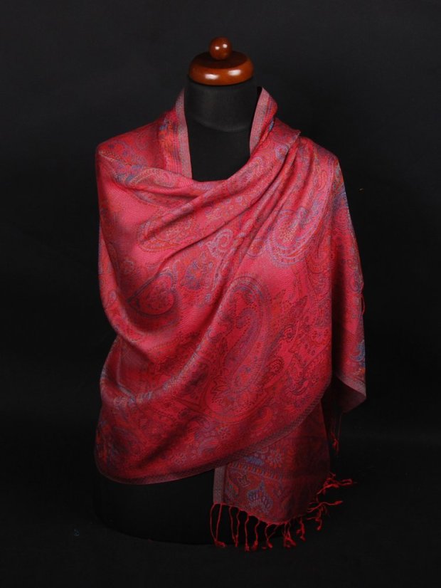 Šál z viskózy a hodvábu tmavoružový