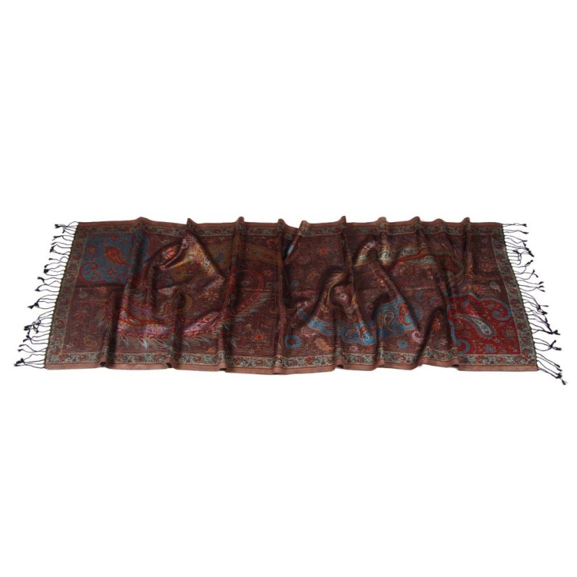 Seidenschal Super mittelgroß Jamavar schwarz mit Rot