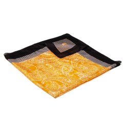 Hedvábný šátek s potiskem tmavě žlutý