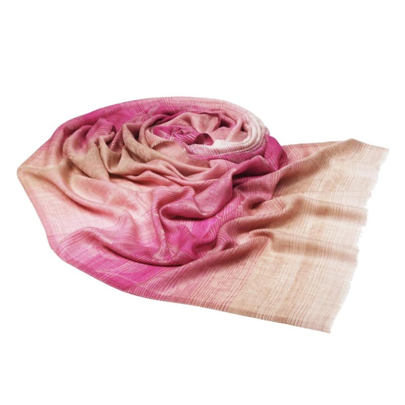 Kašmírská vlněná pašmína exclusive s růžovou