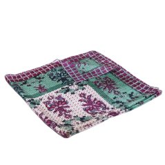 Hodvábna šatka s potlačou so šedozelenou a tmavofialovou farbou